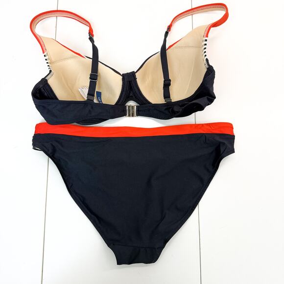 Marie Jo Matching Bikini Set Black Orange Swim - 34B Size S - Picture 4 of 7